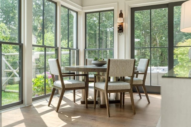sunroom with plenty of natural light and visible vents