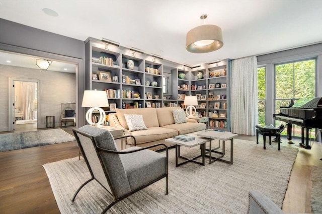 living room with wood finished floors
