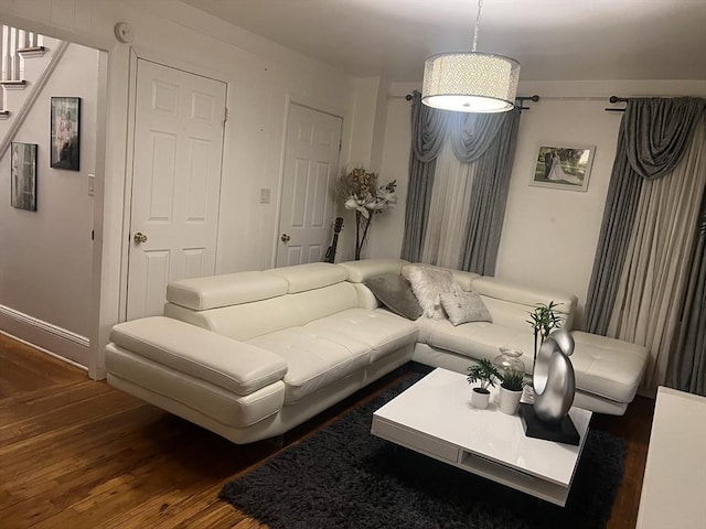 living room featuring dark hardwood / wood-style flooring