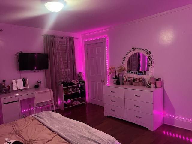 bedroom featuring dark hardwood / wood-style flooring