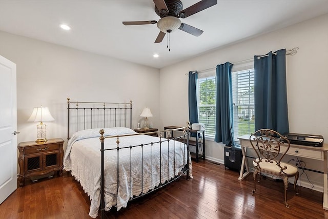 123 Skyline Dr Unit 123, Acton, MA 01720 - bedroom with wood-type flooring, recessed lighting, baseboards, and a ceiling fan