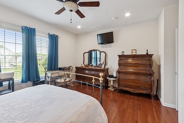 123 Skyline Dr Unit 123, Acton, MA 01720 - bedroom with wood finished floors, recessed lighting, a ceiling fan, and baseboards