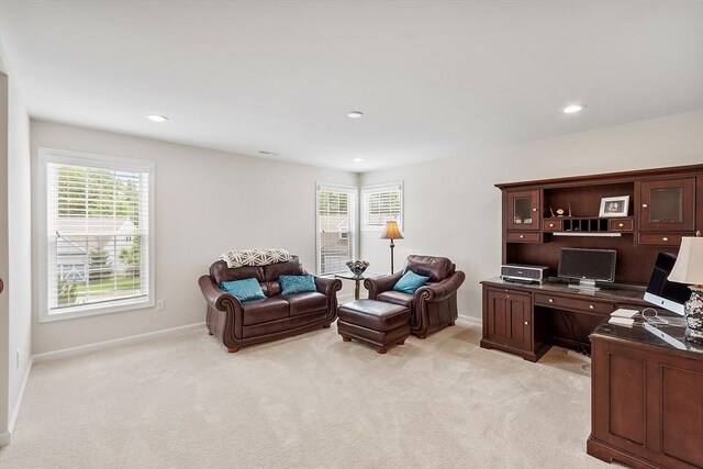 123 Skyline Dr Unit 123, Acton, MA 01720 - office area featuring healthy amount of natural light, baseboards, light carpet, and recessed lighting