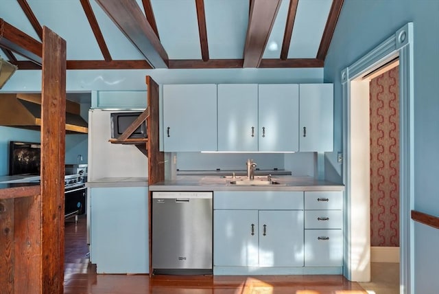 41 Bulkley, Williamstown, MA 01267 - kitchen with dishwasher, white cabinetry, a sink, black microwave, and baseboards