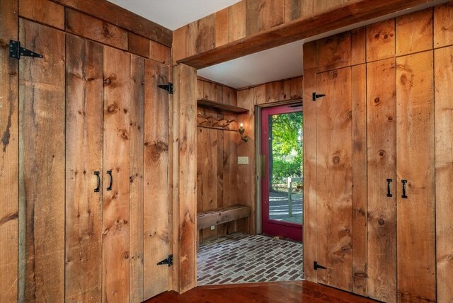 41 Bulkley, Williamstown, MA 01267 - foyer with wood walls and wood finished floors