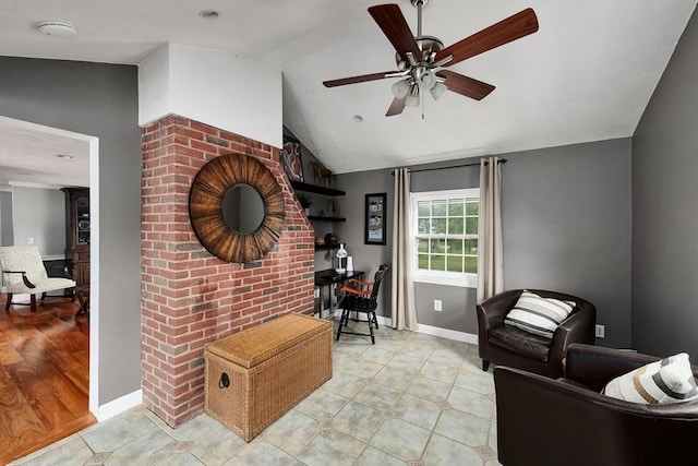 7 Perkins Row, Topsfield, MA 01983 - sitting room featuring a ceiling fan and lofted ceiling