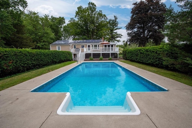 7 Perkins Row, Topsfield, MA 01983 - view of pool with stairway and a wooden deck