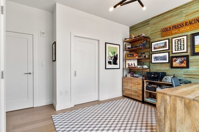 office area with light wood-type flooring