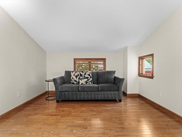 91 Lake Shore Dr, West Brookfield, MA 01585 - living area featuring light wood-style floors, baseboards, and lofted ceiling
