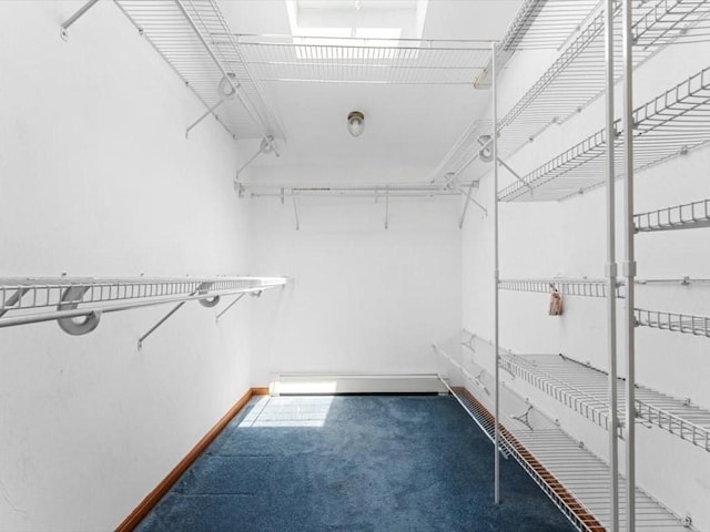 91 Lake Shore Dr, West Brookfield, MA 01585 - walk in closet featuring carpet and baseboard heating