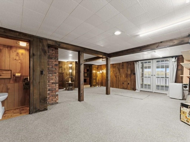 91 Lake Shore Dr, West Brookfield, MA 01585 - below grade area featuring wooden walls and carpet flooring