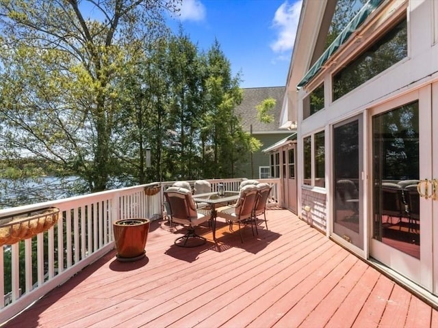 91 Lake Shore Dr, West Brookfield, MA 01585 - wooden deck featuring outdoor dining area