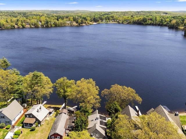 91 Lake Shore Dr, West Brookfield, MA 01585 - aerial view of a large body of water and a heavily wooded area