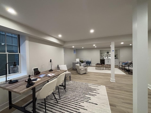 home office featuring light hardwood / wood-style floors