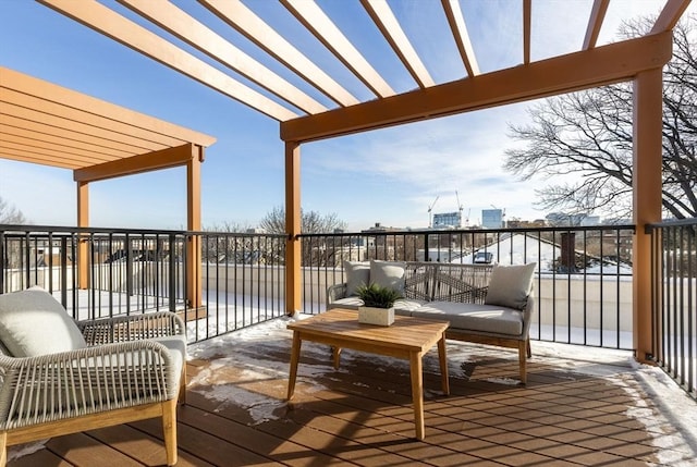 deck featuring a pergola