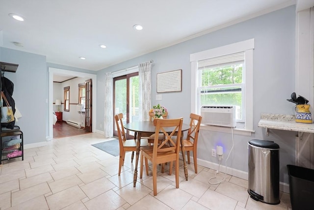 5 Tucker Park, Pepperell, MA 01463 - dining area with healthy amount of natural light, recessed lighting, cooling unit, and a baseboard heating unit