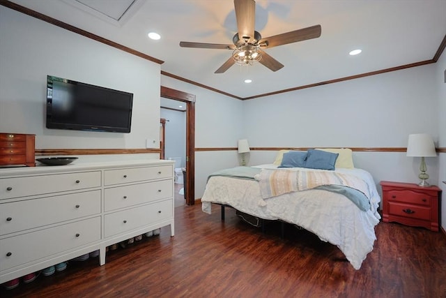 5 Tucker Park, Pepperell, MA 01463 - bedroom with wood finished floors, crown molding, recessed lighting, and a ceiling fan