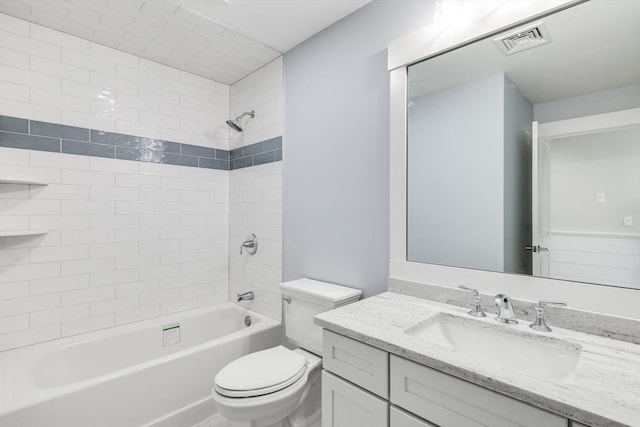 24 Valley Rd, Yarmouth, MA 02673 - full bath featuring shower / bath combination, visible vents, vanity, and toilet