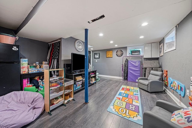 864 Front St, Weymouth, MA 02190 - game room with wood finished floors, baseboards, and recessed lighting
