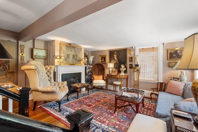 163/165 Highland St, Dedham, MA 02026 - living area featuring wood finished floors and a glass covered fireplace