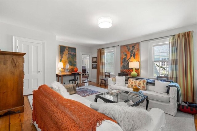 163/165 Highland St, Dedham, MA 02026 - living room with healthy amount of natural light and hardwood / wood-style floors