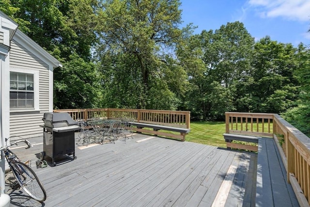 163/165 Highland St, Dedham, MA 02026 - deck with a grill, a lawn, and view of scattered trees