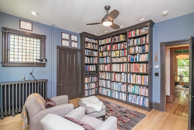75 Lyman Rd, Northampton, MA 01060 - sitting room with ceiling fan, wood finished floors, and built in shelves