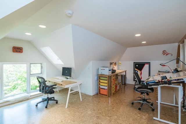 75 Lyman Rd, Northampton, MA 01060 - office space featuring vaulted ceiling, a skylight, and recessed lighting