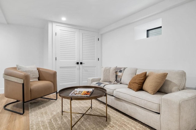 living room with wood-type flooring