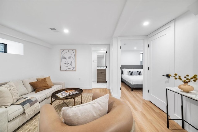 living room featuring light hardwood / wood-style floors