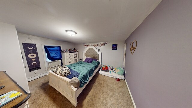 bedroom featuring light colored carpet