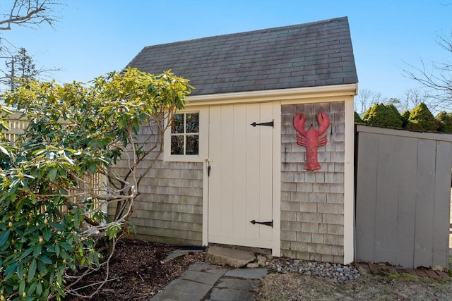 view of shed