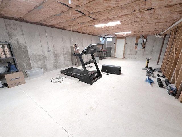 workout area with electric panel