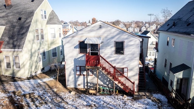 view of snow covered property