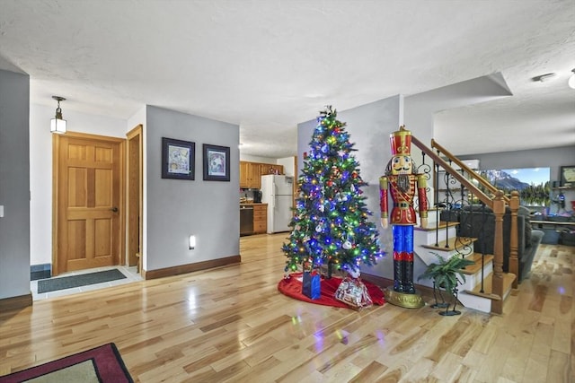 interior space with light hardwood / wood-style floors