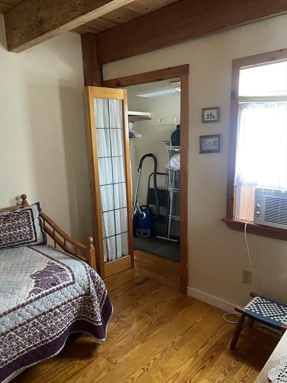 40 Provincetown View Rd, Plymouth, MA 02360 - bedroom featuring hardwood / wood-style floors, beamed ceiling, and wood ceiling