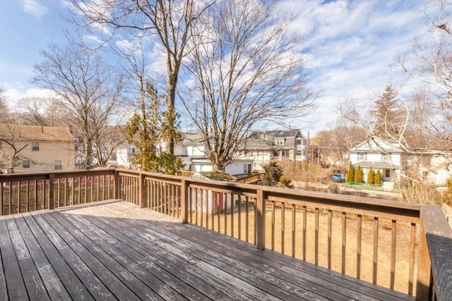 deck with a residential view