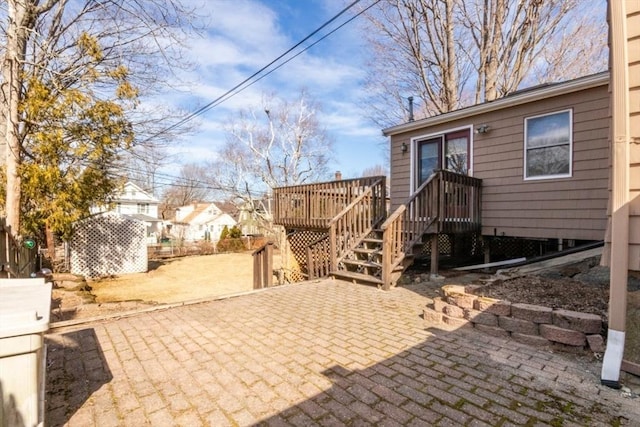 view of patio with a wooden deck