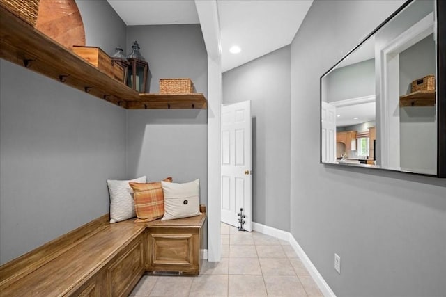 17 Fiddleneck Ln, Southborough, MA 01772 - mudroom with tile patterned flooring, baseboards, and recessed lighting