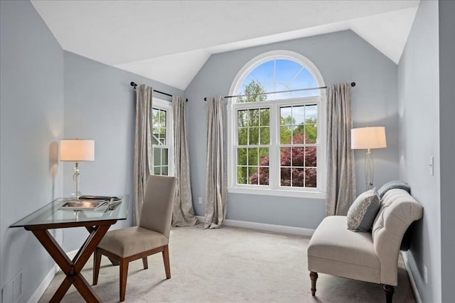 17 Fiddleneck Ln, Southborough, MA 01772 - living area with carpet floors, vaulted ceiling, and baseboards