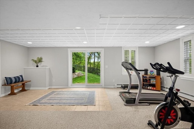 17 Fiddleneck Ln, Southborough, MA 01772 - workout room with tile patterned flooring, plenty of natural light, baseboards, and recessed lighting