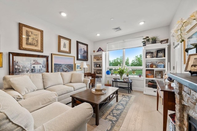130 Broad Reach Unit 302, Weymouth, MA 02191 - living area featuring light wood-type flooring and recessed lighting