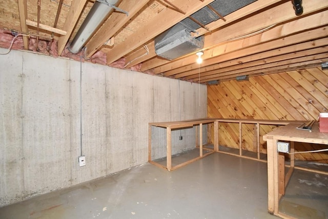 view of unfinished basement
