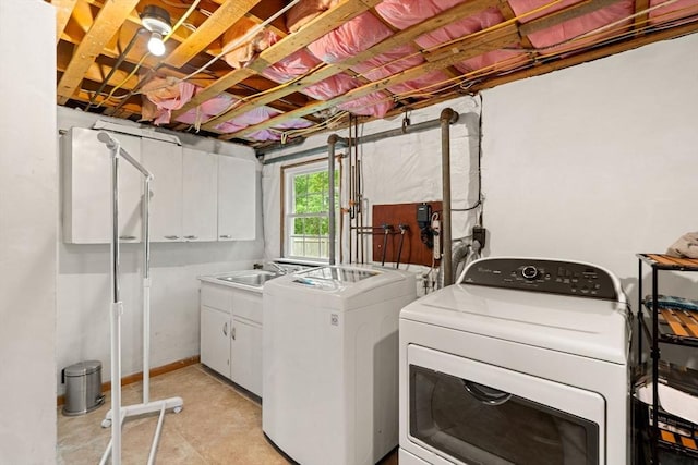 45 Fairfield St, Maynard, MA 01754 - laundry area with washer and dryer and cabinet space