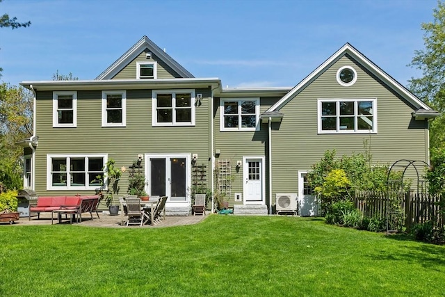 18 Hill St, Lexington, MA 02421 - rear view of house with entry steps, a patio area, and an outdoor hangout area