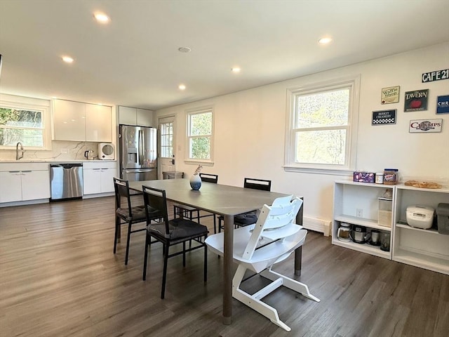 197 Winn St, Burlington, MA 01803 - dining area featuring recessed lighting, dark wood finished floors, and a wealth of natural light