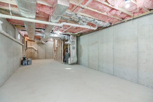 basement with heating unit