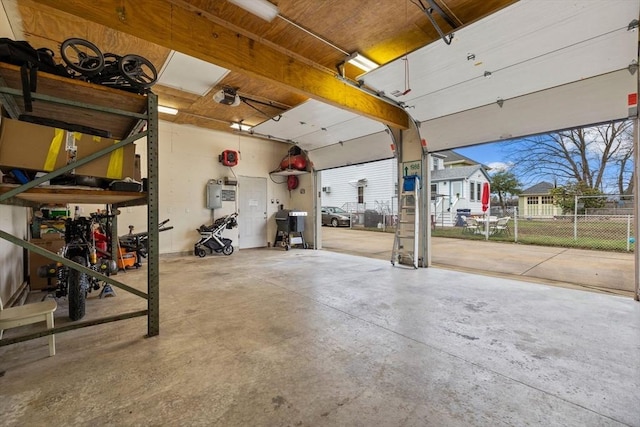 garage with a garage door opener