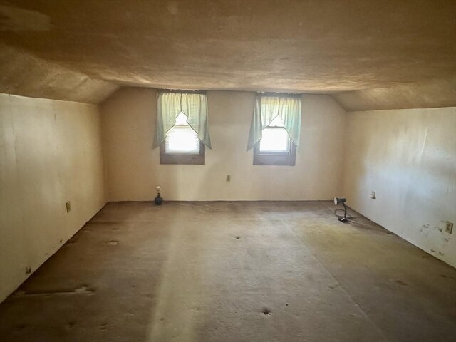 additional living space with vaulted ceiling