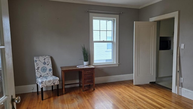10 Arbutus Rd, Worcester, MA 01606 - living area featuring crown molding, hardwood / wood-style flooring, and baseboards